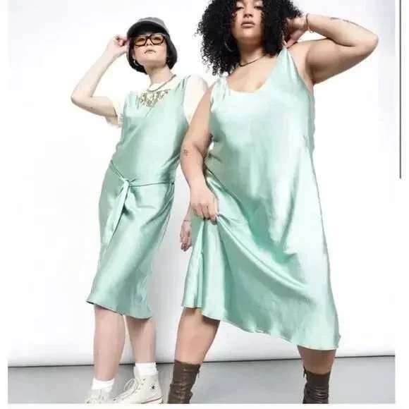Wildfang Dresses & Skirts - Wildfang The Empower Adjustable satin slip dress in sage size SMALL NWT